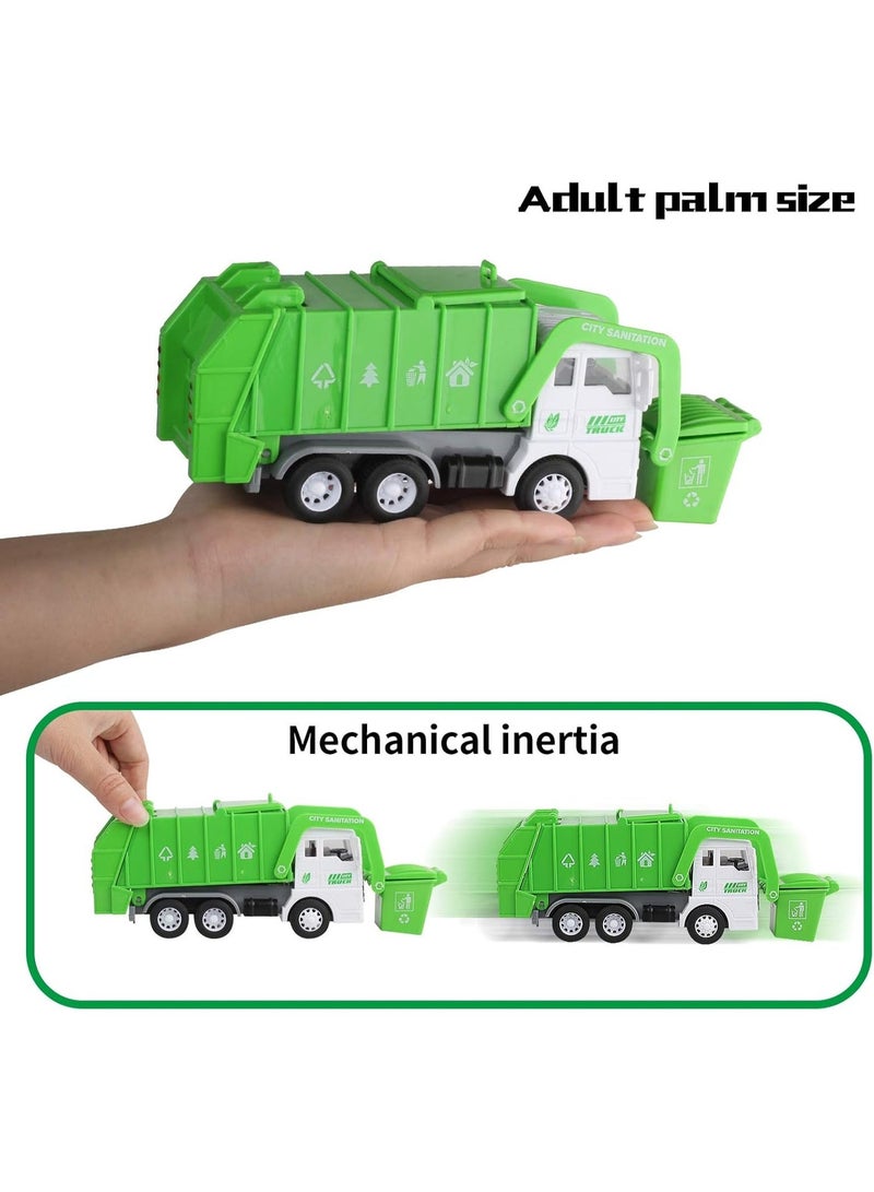 Truck لعبة شاحنة قمامة صغيرة، 4 قطع من ألعاب شاحنات القمامة التي تعمل بالاحتكاك مع سجادة لعب للأطفال، 8 قطع من لافتات الطرق، 6 قطع من ألعاب البناء الصغيرة، هدايا للأطفال من عمر 3 سنوات فما فوق - Image 2